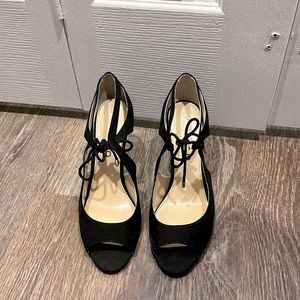 Black peep toe heels, size 8